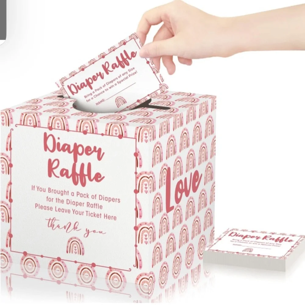 New-BohoTheme Diaper Raffle Game with Box Funny Diaper Raffle